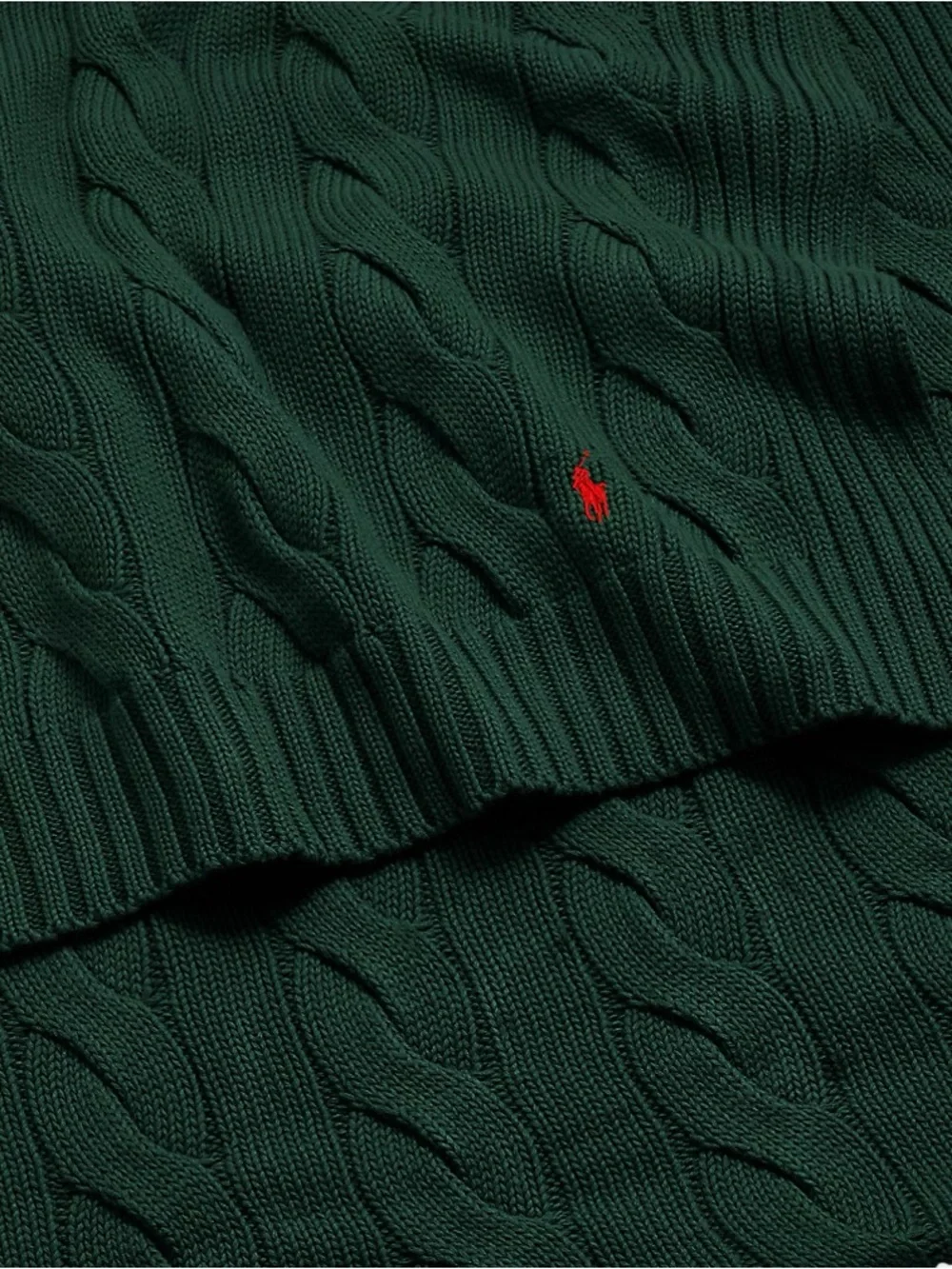 NEW❤️Ralph Lauren Cotton Forest Green Cable-Knit Blanket